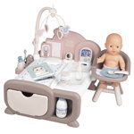 Centru de ingrijire pentru papusi Smoby Baby Nurse Cocoon Nursery maro cu papusa si accesorii, Smoby