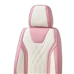 Set huse scaune auto universale, piele ecologica roz cu alb, Luxury, fata-spate, OEM