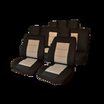 Set huse scaun Premium Lux, Negru/ Bej, 11 bucati