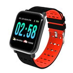 Ceas Smartwatch Techstar® A6, 1.3inch, Bluetooth 4.0, Monitorizare Tensiune, Puls, Oxigenare Sange, Alerte Sedentarism, Rosu, Techstar