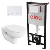 Set vas wc suspendat Base cu rezervor Alcadrain si Clapeta Alba, 
