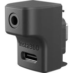 Insta360 Microphone Adapter Ace/Ace Pro, 1 x USB-C Female Input, 1 x USB-C Integrated Male Input, 1 x 1/8" / 3.5 mm Input, negru, INSTA360