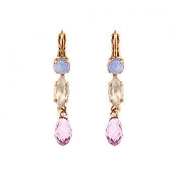 Cercei placati cu Aur roz de 24K, cu cristale Swarovski, Elizabeth | 1416-M83371RG6, Roxannes - Mariana Jewellery