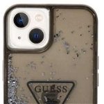 Husa Protectie Spate Guess Liquid Glitter pentru iPhone 14 Black (Transparent/Negru)
