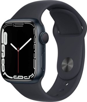 SmartWatch Apple Watch 7, 41mm Aluminium Midnight cu Midnight Sport Band Regular + GPS