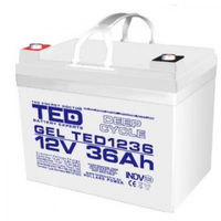 TED Electric Acumulator Ted Electric TED003386, 12V GEL Deep Cycle Solar, Dimensiuni 195 x 128 x 155 mm, Baterie 12V 36Ah M6, TED Electric