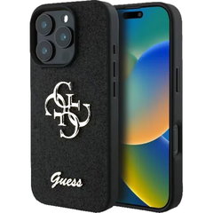 Husa Guess compatibila cu iPhone 16 Pro Max, Fixed Glitter Big 4G, Negru