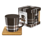 Set cana portelan cu suport - Check brown Trend, PPD