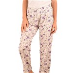 Pantaloni de pijama albi cu stelute mov - cod 45467, 