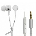 Casti in-ear stereo 3.5mm, microfon, extra Hi-Fi, cablu tip fermoar 1.2 m, 2 seturi dopuri, alb, Esperanza