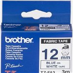 Etichete Brother TZEFA3 Blue on White Fabric Tape, 12mm, Brother