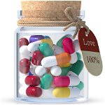 Borcan cu 25 de capsule cu mesaje de iubire Alaiyaky, hartie/sticla, multicolor, 