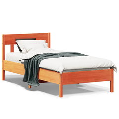 Gossi cadru pat fara saltea, maro ceruit, 75x190 cm, lemn masiv pin, Gossi