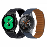 Set 2 curele pentru ceas 22 mm pentru Galaxy Watch 3 45mm Gear S3 Frontier Huawei Watch GT 3 Huawei Watch GT 2 46mm Huawei Watch GT negru albastru, krasscom