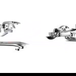 Baterie sanitara pentru perete Rosberg R57100AZ4, Montare orizontala, Acoperire cromata, Argintiu