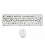 Kit Tastatura + Mouse Serioux Retro, Wireless 2.4 Ghz, Taste Numerice, USB, Receiver Nano, 1600 DPi ajustabili, Layout US, White, Serioux