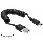 Cablu spiralat USB 2.0-A la mini USB - 83164, Delock
