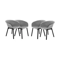 Set 4 scaune terasa cafenea tip fotoliu cu aditiv de protectie anti UV, 61x64x74 cm, gri, Raki