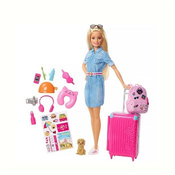 Travel doll set with puppy, Barbie