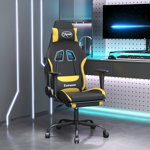 vidaXL Scaun de gaming cu suport picioare, negru și galben, textil, vidaXL