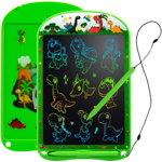 Tableta grafica 10 inch pentru scris si desenat cu ecran LCD scris multicolor buton stergere creion Stylus sticker dinozauri + Extra creion / snur anti-pierdere CADOU model dinozauri verde, krasscom