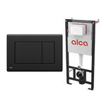 Set rezervor WC cu cadru incastrat Alcadrain AM101/1120 si clapeta de actionare Basic M278 negru mat