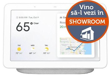 Boxa inteligenta Google Nest Hub, ecran 7", Bluetooth, WiFi, Control vocal, Asistenta vocala (Alb)