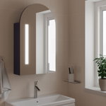 vidaXL Dulap cu oglindă de baie cu LED, gri, 42x13x70 cm, arcuit, vidaXL