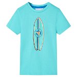 Tricou pentru copii cu mâneci scurte, turcoaz, 104, vidaXL