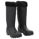 vidaXL Cizme de ploaie cu șosete detașabile, negru, mărime 39, PVC, vidaXL