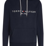 Tommy Hilfiger, Hanorac din amestec de bumbac organic cu broderie logo, Rosu, Negru, Alb, S