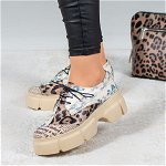Pantofi casual chic Animal Print & Flowers din piele naturala, InPuff Shoes