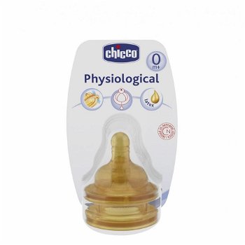 Tetina Chicco cauciuc PHYSIOLOGIC 2buc flux normal 0+, CHICCO
