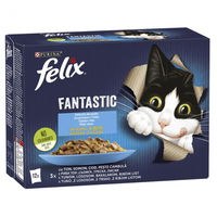 Set 12 buc x 85 gr Hrana umeda pentru pisici Felix Fantastic cu vita, iepure, miel  pui, FELIX