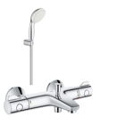 Baterie cada/dus Grohe Grohtherm 800 + set dus Grohe New Tempesta, furtun 1.25m 2 tipuri de jet