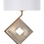 Lampa de masa Move, Mauro Ferretti, Ø30 x 56 cm, 1 x E27, 40W, fier/textil, auriu/alb, Mauro Ferretti