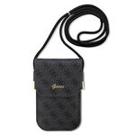 Geanta eleganta Guess pentru telefon, portofel negru cu script cord 4G., Guess