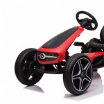 Kinderauto GO Kart cu pedale de la Mercedes, roti cauciuc solid, scaun reglabil, centura de siguranta Rosu, Hollicy