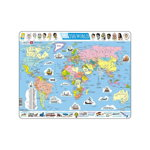 Puzzle maxi Harta politica a lumii, orientare tip vedere, 107 piese, Larsen, Larsen