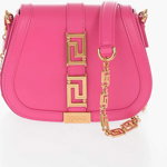 Versace Leather Greca Goddess Crossbody Bag With Golden Details Pink, Versace
