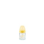 Biberon sticla Nuk, first choice, tetina latex, 0-6 luni, 120 ml, galben cu flori