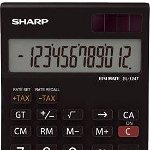 Calculator de birou Sharp calculators Calculator de birou, 12 digits, 152 x 96 x 12 mm, dual power, SHARP EL-124TWH - negru/alb