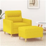 vidaXL Fotoliu canapea cu taburet, galben deschis, 60 cm, textil, vidaXL