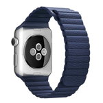 Curea compatibila cu Apple Watch 1/2/3/4, Zale din Piele, Leather Loop, 44mm, Midnight Blue, REDMobile
