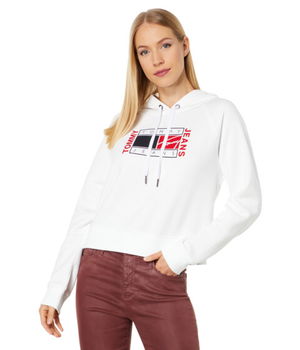 Imbracaminte Femei Tommy Jeans Graphic Crop Hoodie Bright White, Tommy Jeans