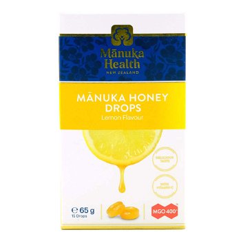 Bomboane naturale cu miere de Manuka MGO™ 400+ si lamaie Manuka Health, 65 g, Manuka Health