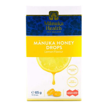 Bomboane naturale cu miere de Manuka MGO™ 400+ si lamaie Manuka Health, 65 g, Manuka Health