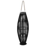 vidaXL Suport felinar lumânări suspendat, negru, 95 cm, bambus, vidaXL