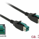 Cablu PoweredUSB 12V T-T 3m pentru POS/terminale, Delock 85494, Delock