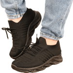 Pantofi sport negri cu snur aplicat - cod 45774, 